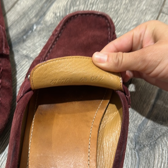 • Gucci • Men’s Authentic Suede GG Logo Drivers Burgundy Red 6.5 - Picture 7 of 8